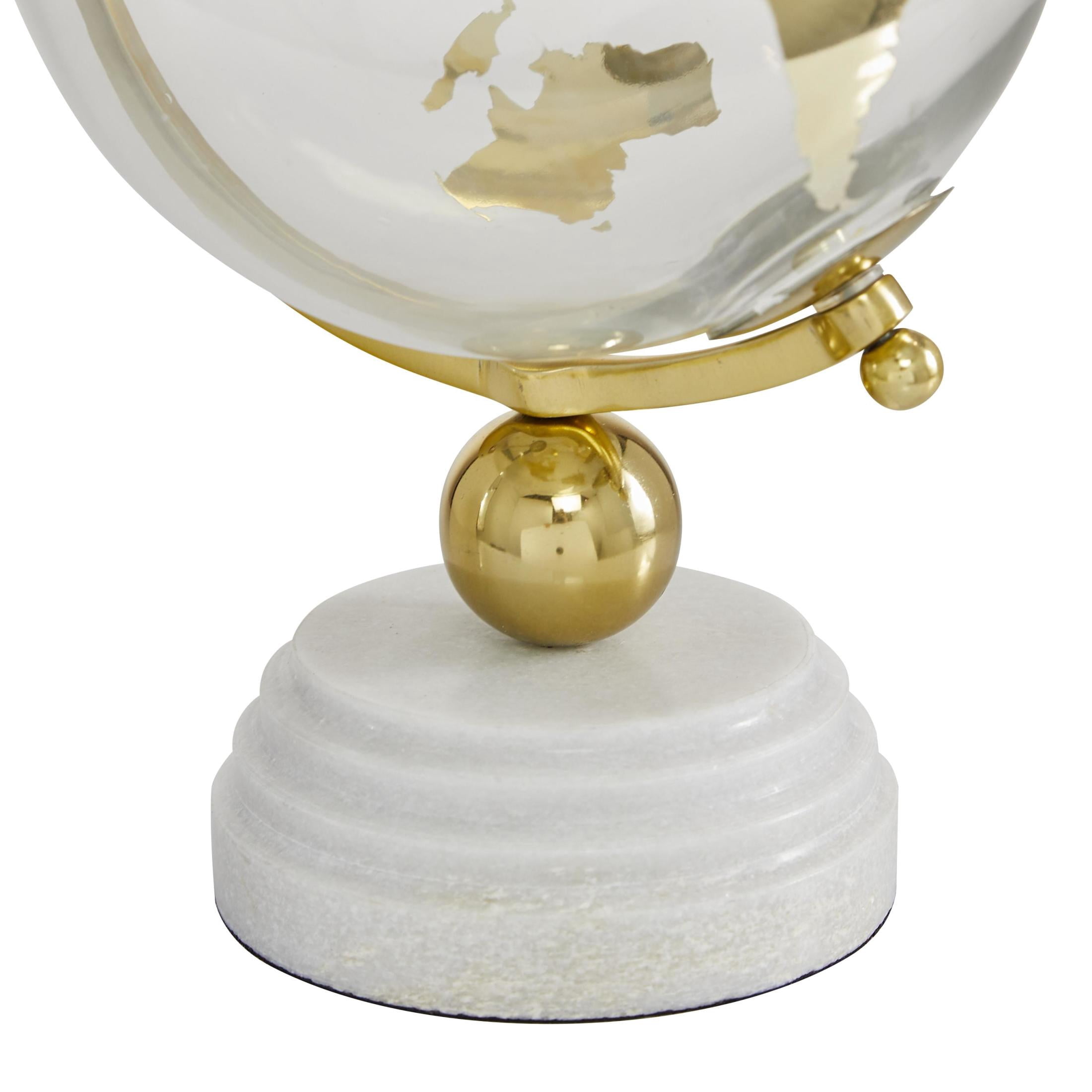 DecMode 8" Gold Globe with Marble Base and Tiered Base