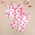 thumbnail image 2 of Wonitaaizi Halloween Pajamas Boy Girl Silk Pajamas Floral Pumpkin Ghost Long Sleeve Button Up Top Pants Pjs Sleepwear(18-24 Months,Pink), 2 of 6