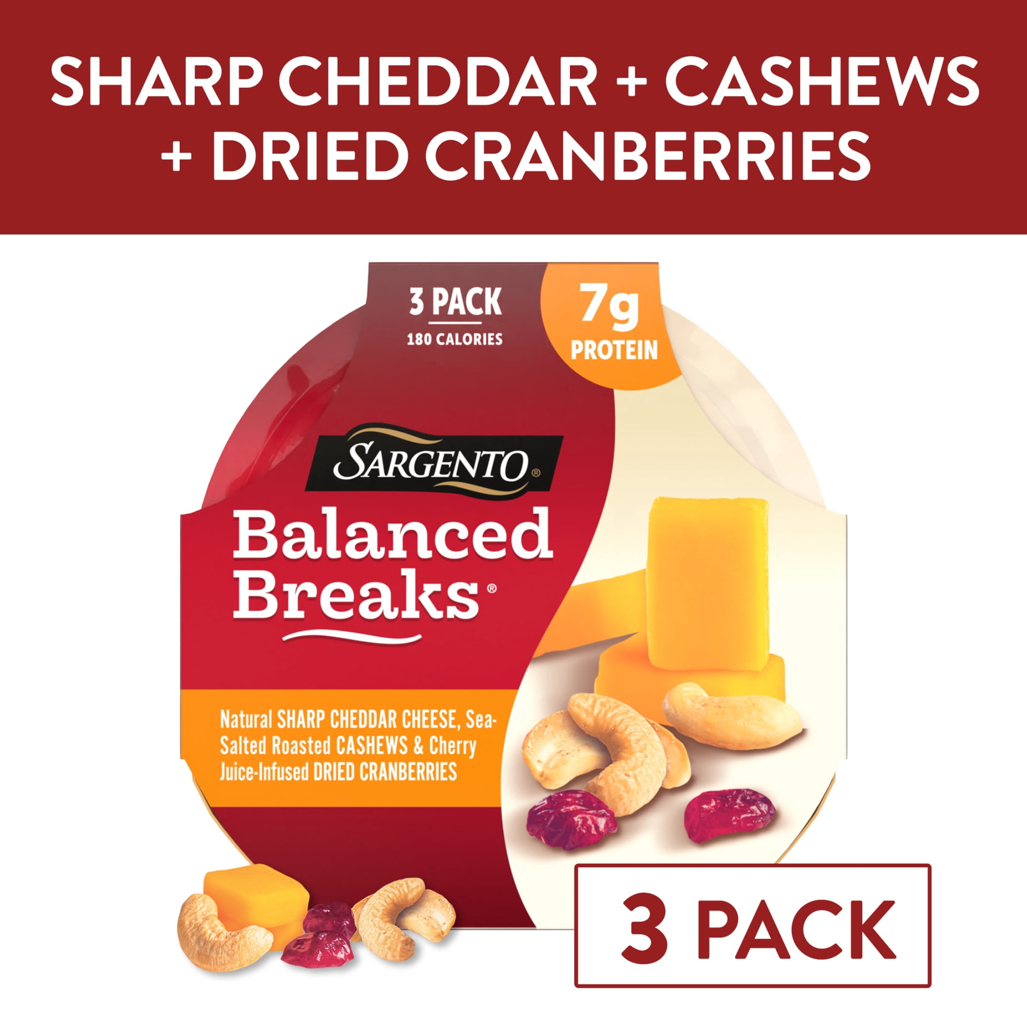 Sargento® Balanced Breaks® Sharp Cheddar Cheese, Cashews & Dried Cranberries Snack Kits