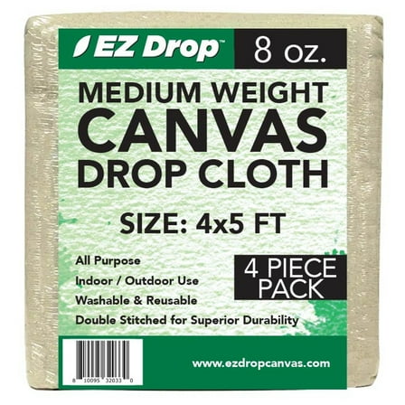 4 ft. x 5 ft. Canvas Dropcloth - 8 oz. - 4 pack