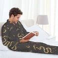thumbnail image 4 of Mens Pajamas Set, Gothic Funny Golden Snake Moon Button Down Long Sleeve Loungewear Sleepwear Pjs sets for Men, 4 of 5