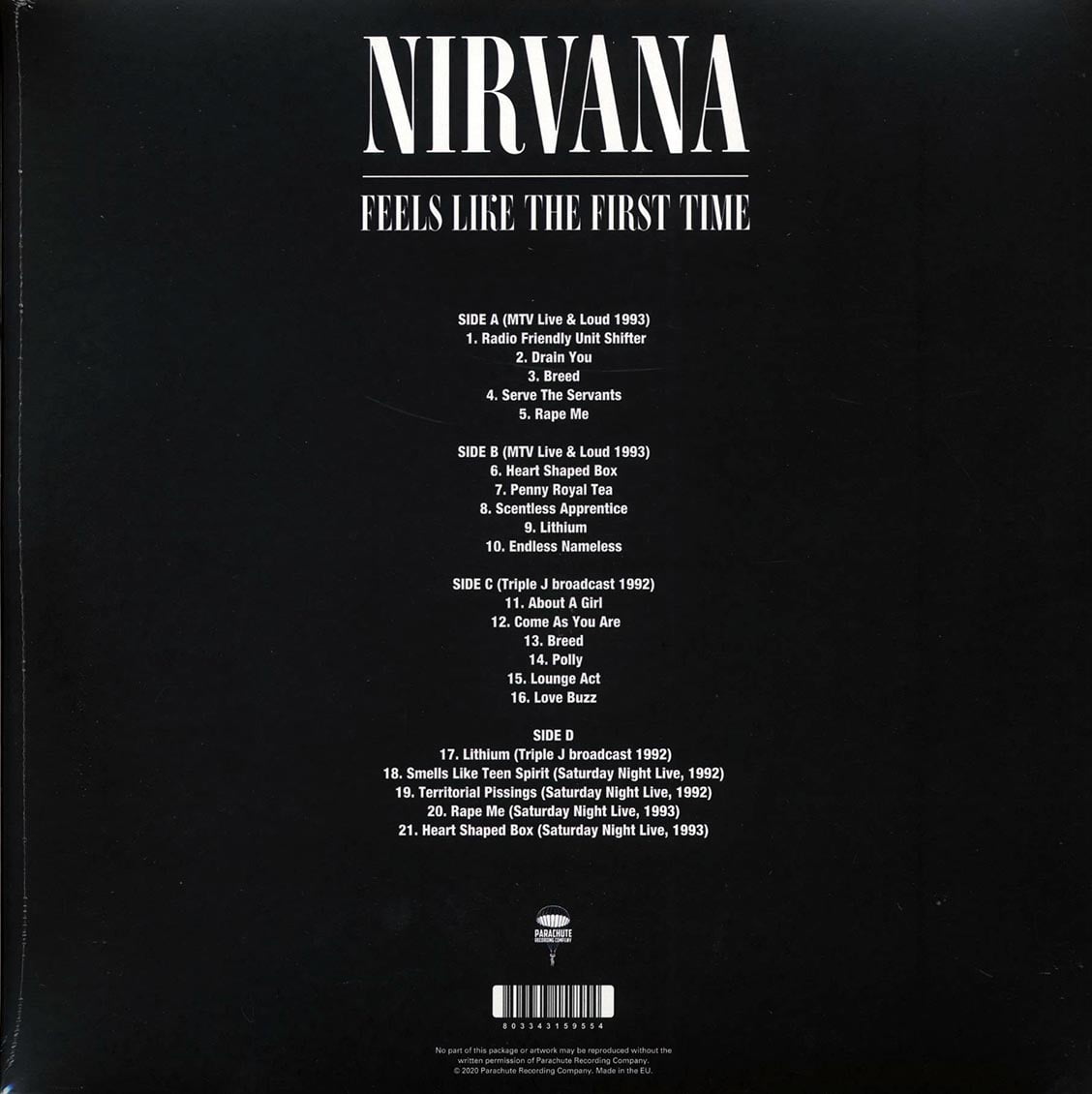 洋楽 Nirvana Feels Like The First Time Nirvana – Feels Like The First Time – 2 x Vinyl (Clear , LP