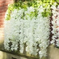 thumbnail image 1 of Zhuge Paquete de 24 (86,6 pies) de glicinas artificiales de ratán, guirnalda colgante de glicina falsa, flores de arbusto largas de seda (nuevas, blancas, 24 piezas), 1 of 5