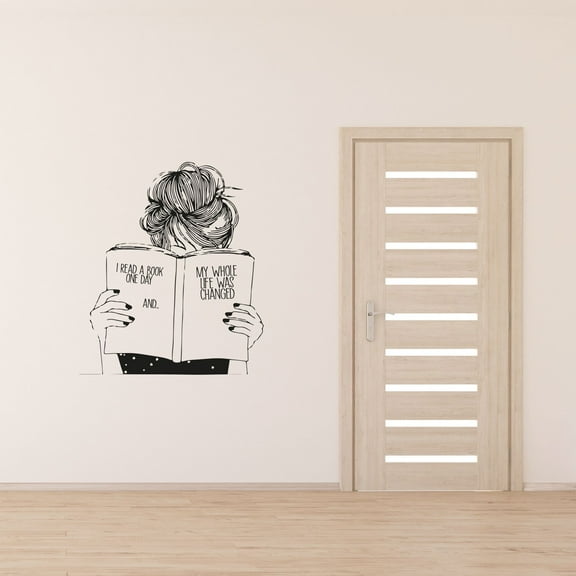 I Read A Book One Day My Whole Life Was Changed - Life Quote Reading Hobby Vinyl Wall Art Wall Sticker Wall Decal Home Kids Library Area Living Room Boys Girls Kids Wall Decor Design Size (30x22 inch)