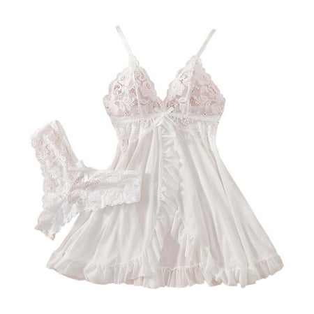 Xuewenshw Women s Lingerie Sexy Sleepwear for Women Plus Size Lace Bodysuit Lingerie Crotchless Women s Chemises & Negligees Women s Nightgowns