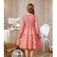thumbnail image 5 of Arshiner Girls Dress Fall Boho Long Sleeve Shirred Smocked Tiered Party Dresses with Pockets, 5 of 6