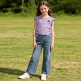 thumbnail image 5 of Girls Ruffle Sleeve Top Soft Cotton Mushroom Applique Shirt Kids Side Tie Crop Blouse Kids Summer Purple,Size 4-5T, 5 of 7