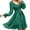 Green, variant on IROINNID Long Sleeve Dress for Women Solid Spring and Summer Long Sleeve Belt Waist Ruffle Sleeve Round Neck Dress,Purple