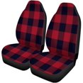 thumbnail image 2 of RYLABLUE Set of 2 Car Seat Covers Abstract Dark Red Lumberjack Black Buffalo Check Checkered Crossed Universal Auto Front Seats Protector Fits for Car,SUV Sedan,Truck, 2 of 5