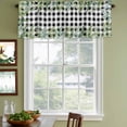 thumbnail image 3 of Eucalyptus Leaves Curtain Valances for Windows, Kitchen Valance Window Treatments Panel 2 Pack, Summer Botanical Black Checked Rod Pocket Short Curtains for Bathroom Bedroom 54 x 18 Inch, 3 of 8