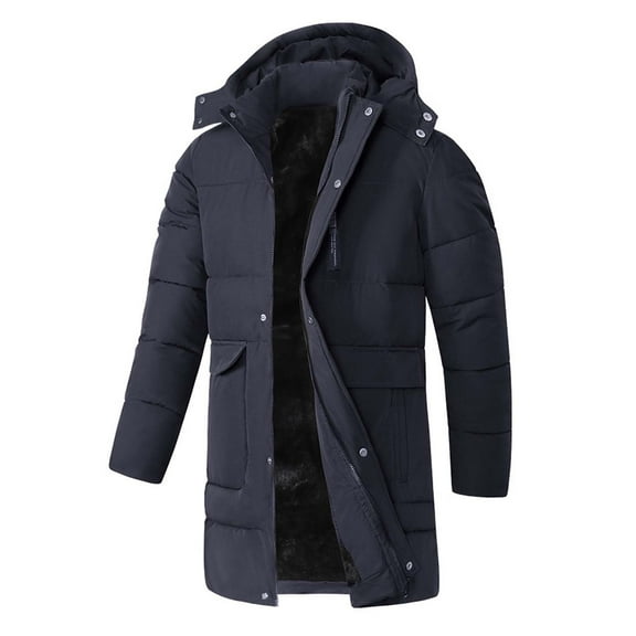 Men's Extra Long Puffer Jacket Winter Coats Parka Coat Color: Navy Size: XXXXL