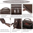 thumbnail image 4 of Mochila LUUFAN de piel auténtica para hombre, 14 ordenadores portátiles, color café, 4 of 9