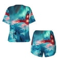 thumbnail image 5 of Lsque Aurora Borealis Village Women's Short-Sleeved Pajama Set - 2 Piece Soft and Lightweight Sleepwear Set-XX-Large, 5 of 9