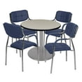 thumbnail image 2 of Via 30" Round Platter Base Table- Maple/Grey & 4 Uptown Side Chairs- Navy, 2 of 7
