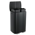 thumbnail image 1 of Dual Compartment Kitchen Trash Can 16 Gallon (60L) – Stainless Steel – Soft-Close Lids, Pedals, Removable Plastic Buckets – Recycling & Garbage Bin Combo – Indoor Bin – Black, 1 of 8