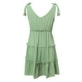 thumbnail image 4 of Women's Summer Casual V Neck Sleeveless Mini Dress Tie Shoulder Width Layered Ruffles Flowing A Line Skirt Short Skirt Womens with Pockets Long Dresses plus Size Maxi Dresses Tunic Shirt Dress Short, 4 of 8