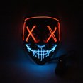 thumbnail image 3 of Máscara de Halloween con luz LED que brilla en la oscuridad, 3 modos, cable EL, disfraz de la película The Purge, accesorios para fiestas, 3 of 5