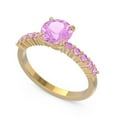thumbnail image 2 of 2.25 T.C.W Round Shape Pink Sapphire Gemstone Unique Design Anniversary Ring for her Solid 14K Yellow Gold Size 5.5 by Diamond-Capitals, 2 of 7