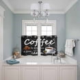 thumbnail image 3 of 2 Panels Kitchen Tier Curtains 39 Inch Length, Black Coffee Vintage Grommets Window Treatment Curtain, Farmhouse Coffee Cup Bean Thermal Curtains Drapes for Living Room/Bathroom, 3 of 9