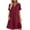 Wine, variant on Guieoi Womens Dresses Plus Size Cotton-Linen Blend 3/4 Sleeve V-Neck Short-Sleeve Button-Down Dress with Pockets Green XXXXL