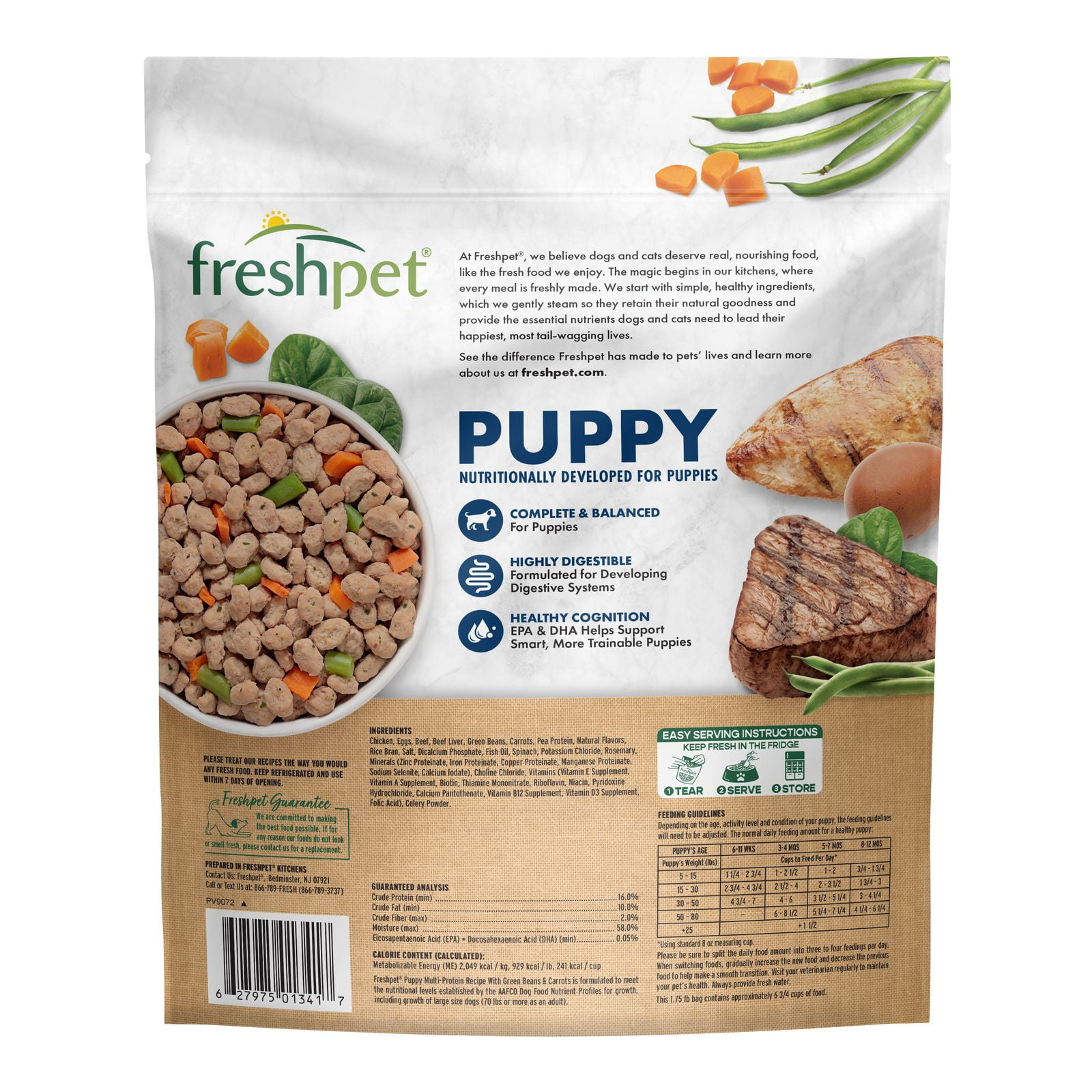 Freshpet Fresh Puppy Food, Fresh Multi-Protein Recipe, 1.75lb