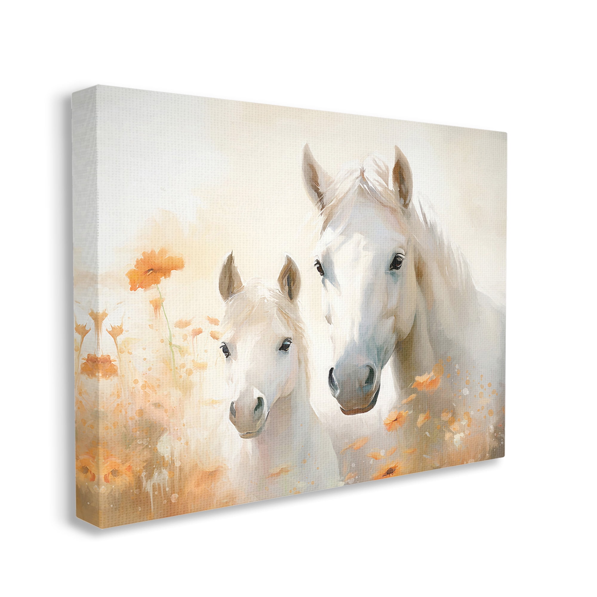 Stupell Industries Horse & Foal with Flowers Animals & Insects Painting Gallery Wrapped Canvas Art Print Wall Art, 20 x 16