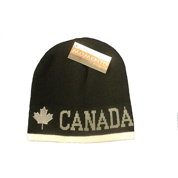 CANADA BLACK AND GREY WORDING ADULT TOQUE HAT CAP FITS SMALL TO LARGE CANADIAN TQ 11