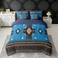 thumbnail image 2 of Erosebridal Bohemian Aztec Bedding Comforter Set, Black Blue Aesthetic Queen Bedding Sets, Navy Reversible 7 Pieces, 2 of 6