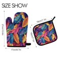 thumbnail image 2 of Yayeee Oven Mitts and Pot Holder Set of 4 Heat Resistant Kitchen Gloves Baking Hot Pad, Colorful Art Leaves Pattern, 2 of 5