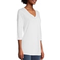 thumbnail image 2 of Hanes 3/4 Sleeve Flowy V-Neck T-Shirt (Women's) 1 Pack, 2 of 6