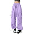 thumbnail image 6 of Jxximdong Cargo Pants for Women, Baggy Wide Leg Cargo Pants Hip Hop Streetwear Leisure Elastic Oversized Vintage Trousers, Purple Womens Casual Trousers, 6 of 6