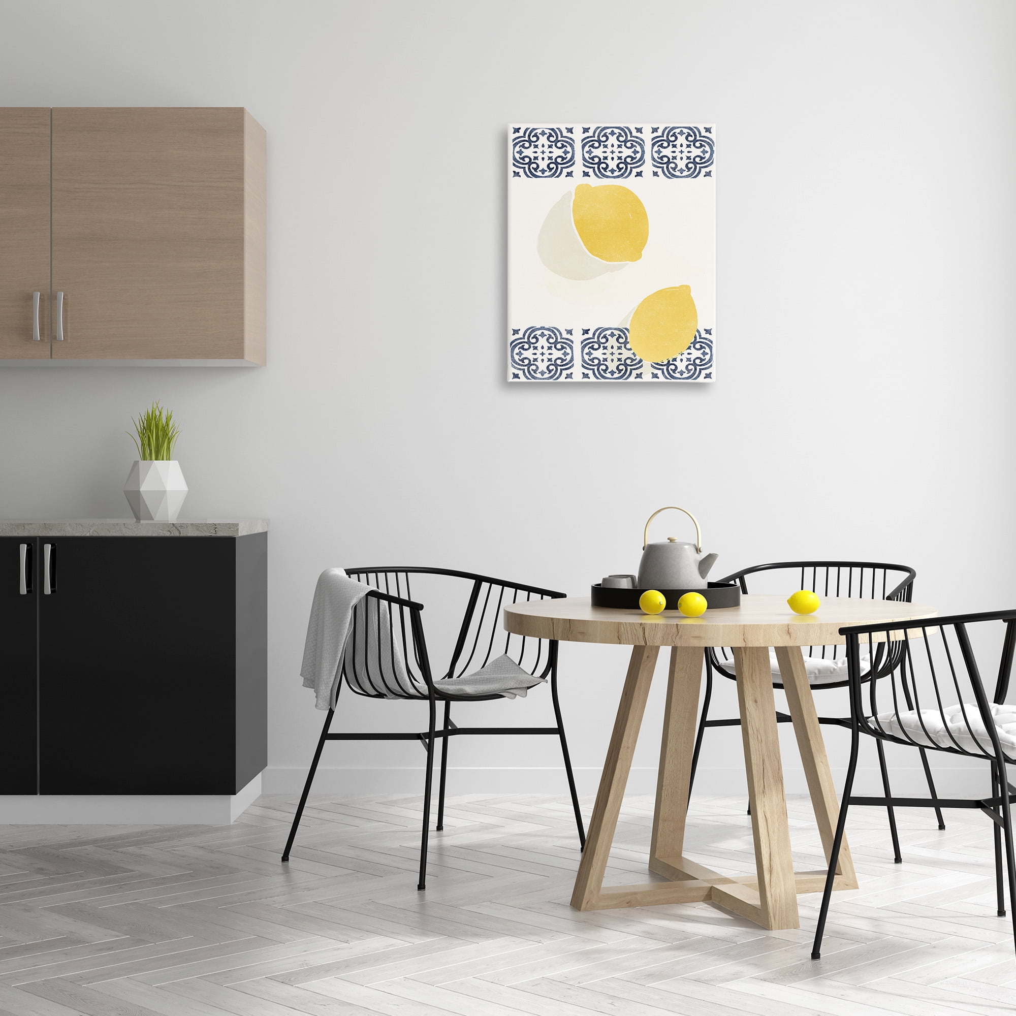 Stupell Industries Modern Lemons with Pattern Food & Beverage Painting Gallery Wrapped Canvas Art Print Wall Art, 24 x 30