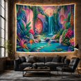 thumbnail image 6 of Floral Garden Fantastical with Tropical Jungle Cascading, Mystical Fantasy for Space Lovers, Aesthetic Wall Decor, Mother'S Day Gift, Tapestry Wall Hanging for Dorm and Living Room, 6 of 7