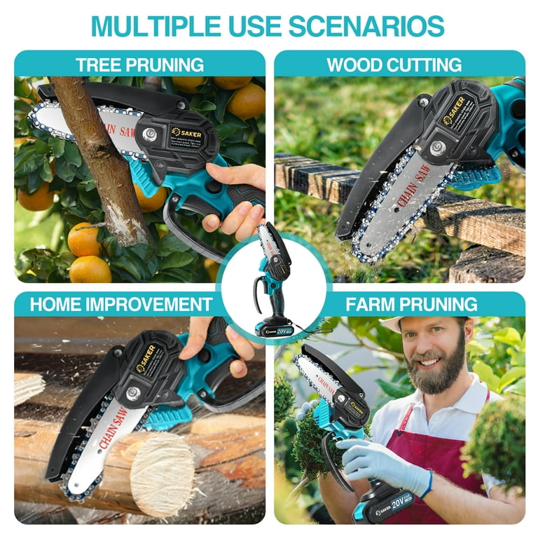 Mini Chainsaw Cordless - 4 inch Handheld Mini Electric Chainsaw
