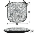 thumbnail image 4 of Floral Chair Seating Cushion Set of 12, Vintage Look Poppy Flowers Monochrome Sketch Style on Plain Background, Seat Pads with Anti-slip Backing, 16"x16", Dark Blue Grey and White, by Ambesonne, 4 of 7