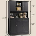 thumbnail image 3 of Aiho 67.7" Farmhouse Kitchen Pantry Storage Cabinet, Tall Kitchen Pantry, Freestanding Hutch with Doors & Shelves, Buffet Sideboard, with Doors and Shelves - Black, 3 of 7
