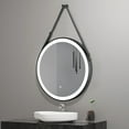 thumbnail image 6 of LED Lighted 32" Wall Mounted Black Framed Bathroom Vanity Round Mirror with Hanging Belt, 6 of 8