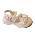 thumbnail image 2 of FLMEI Baby Toddler Girls Sandals for Summer Open Toe Dress Flats Girls Breathable Casual Shoes Pearl Hollow Sandals for Little Big Kids, 2 of 9