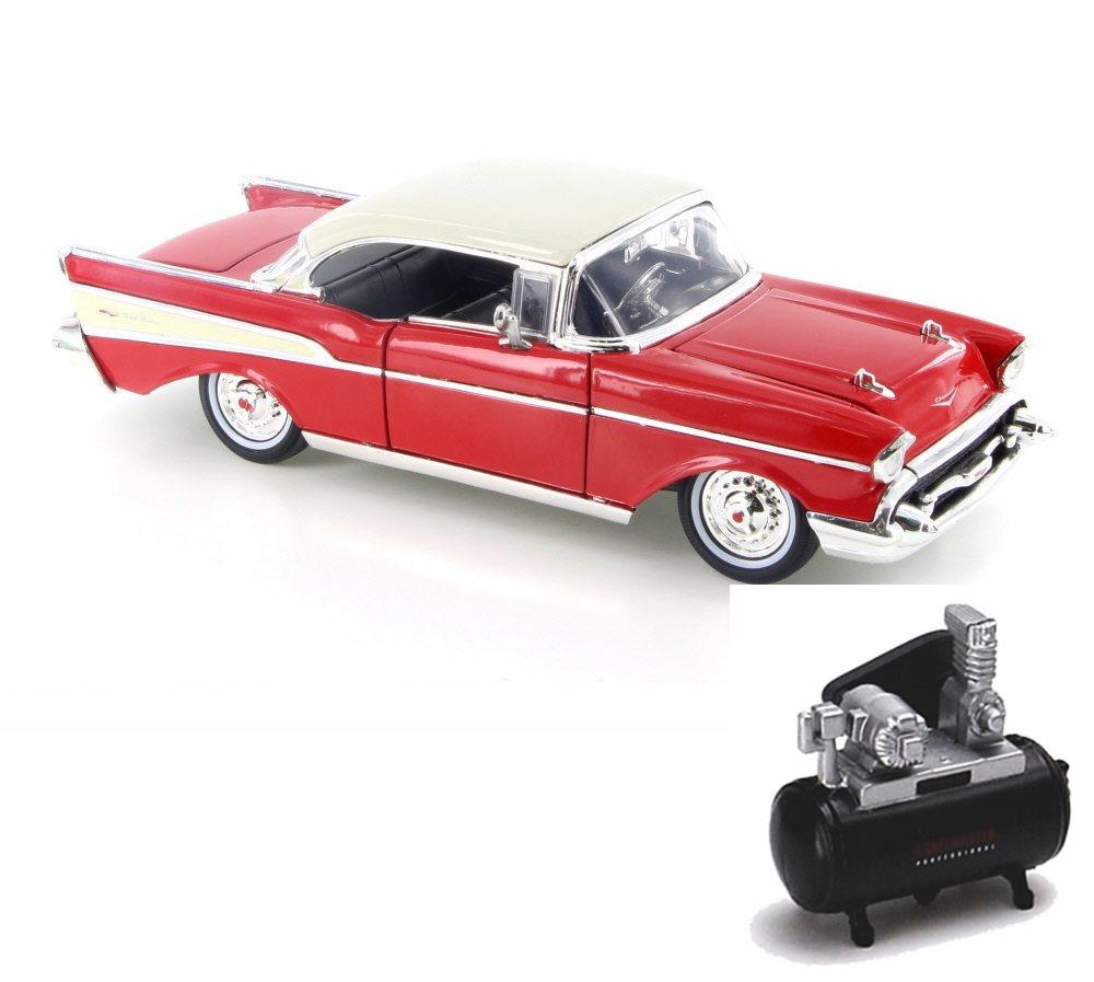 diecast car & air compressor package 1957 chevy bel air showroom