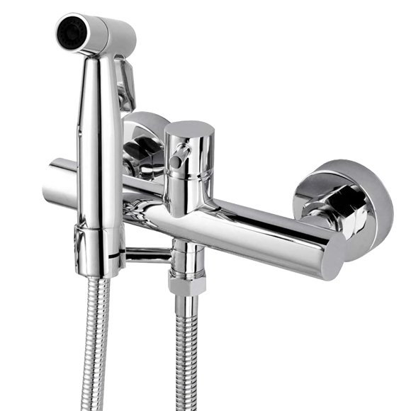 gotonovo Bidet Mural Eau Chaude Robinet en Acier Inoxydable Accessoire pour Toilettes Robinet de Bidet Mixte avec Eau Chaude et Froide Poignée Unique Pulvérisateur Mural