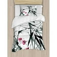 thumbnail image 3 of Ambesonne Traditional House Natural Sacred Bamboo Stems Cherry Blossom Folk Art Print Duvet Cover Set, 3 of 3
