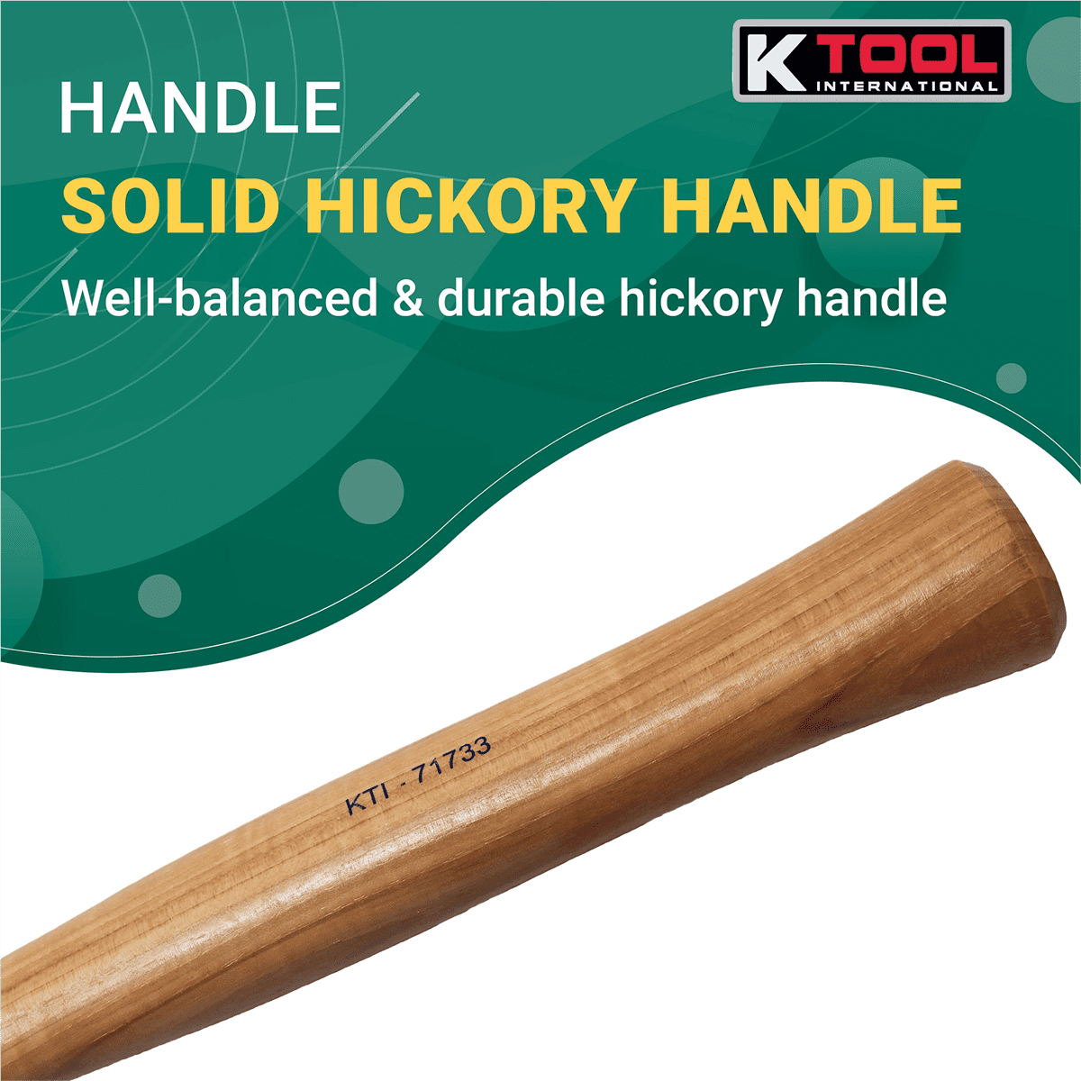 K Tool International 71733 32 oz. Brass Ball Pein Hammer with Hickory Wooden Handle for Garages, Repair Shops and DIY, Solid Brass Head, Non Sparking, 1-1/2" Head, A