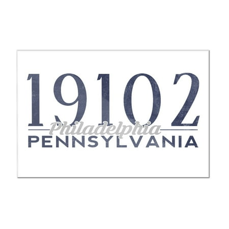 Philadelphia, Pennsylvania - 19102 Zip Code (Blue) - Lantern Press Artwork (12x8 Acrylic Wall Art Gallery