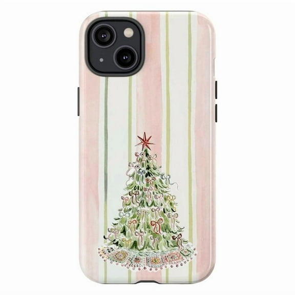 Pastel Christmas Tree Phone Case, Elegant Artistic Protective Case for iPhone 17 16 15 14 13 12 11 Pro Plus Mini