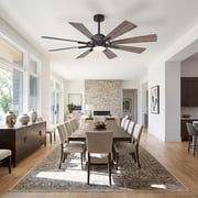 Parrot Uncle 60 Farmhouse Windmill LED Ceiling Fan with Lights and Remote, 8-Blade Reversible Rustic Large Ceiling Fan for Living Room, Bronze