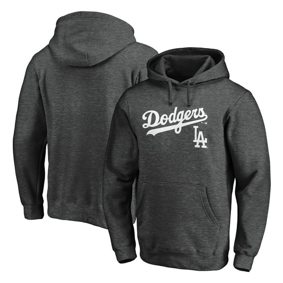 Men's Charcoal Los Angeles Dodgers Team Lock Up Wordmark Pullover Hoodie