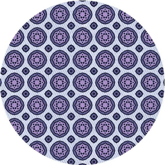 Ahgly Company Machine Washable Indoor Round Transitional Dark Slate Blue Purple Area Rugs, 6' Round