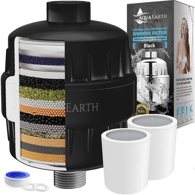 Filtro de cabezal de ducha Aqua Earth de 20 etapas para agua dura