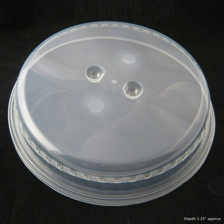 Set Of 2 Plastic Microwave Plate Cover Clear Steam Vent Splatter Lid 10 New