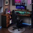 thumbnail image 2 of Eunos 61 inch L Shaped Gaming Desk with Power Outlets & LED Light, Computer Desk with 4 Tiers Drawers for Home Office, Wood Grain Print, 2 of 8